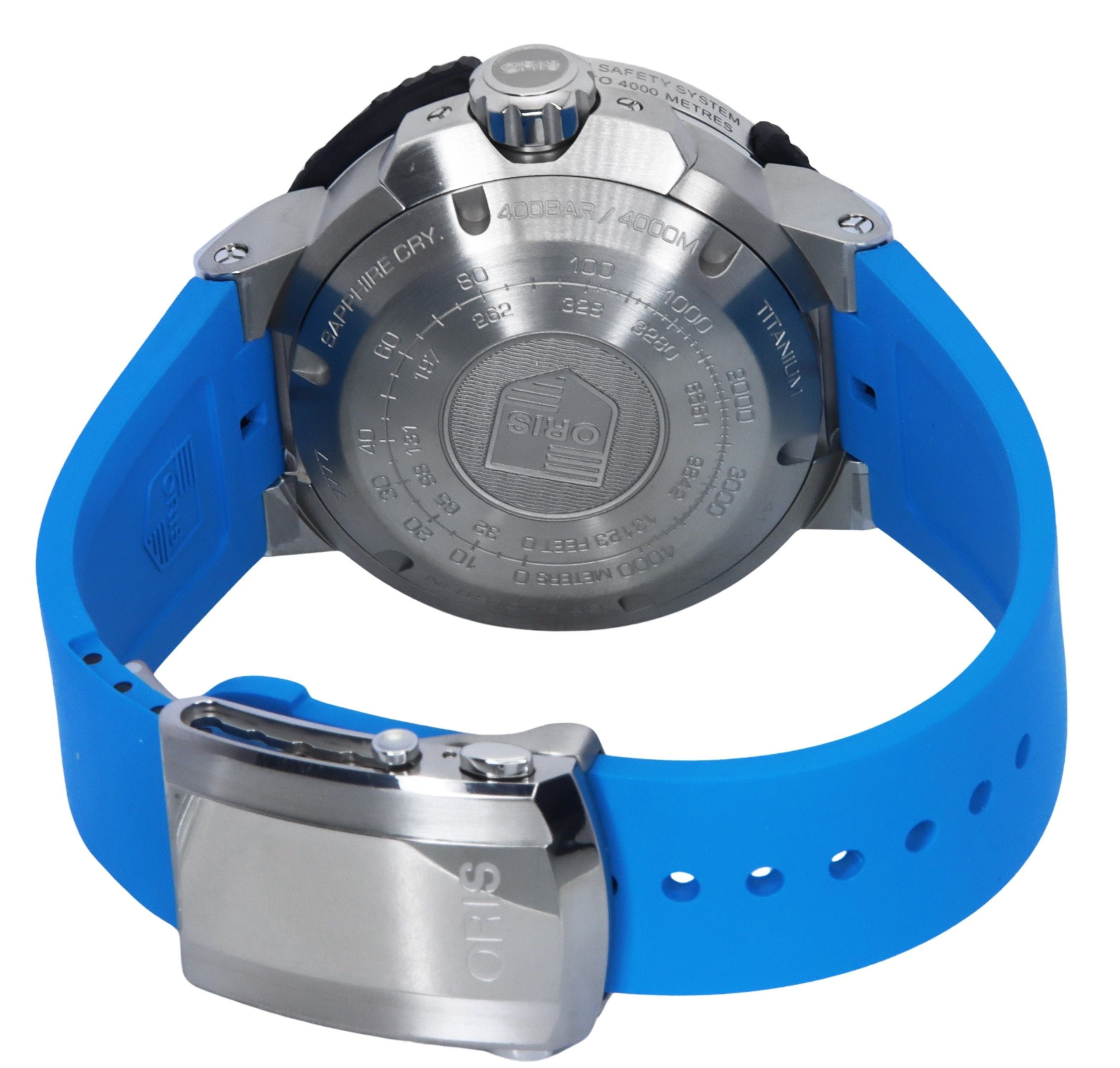 Oris Aquis Pro Rubber Strap Blue Dial Automatic Diver's 01-400-7777-7155-Set 4000M Men's Watch