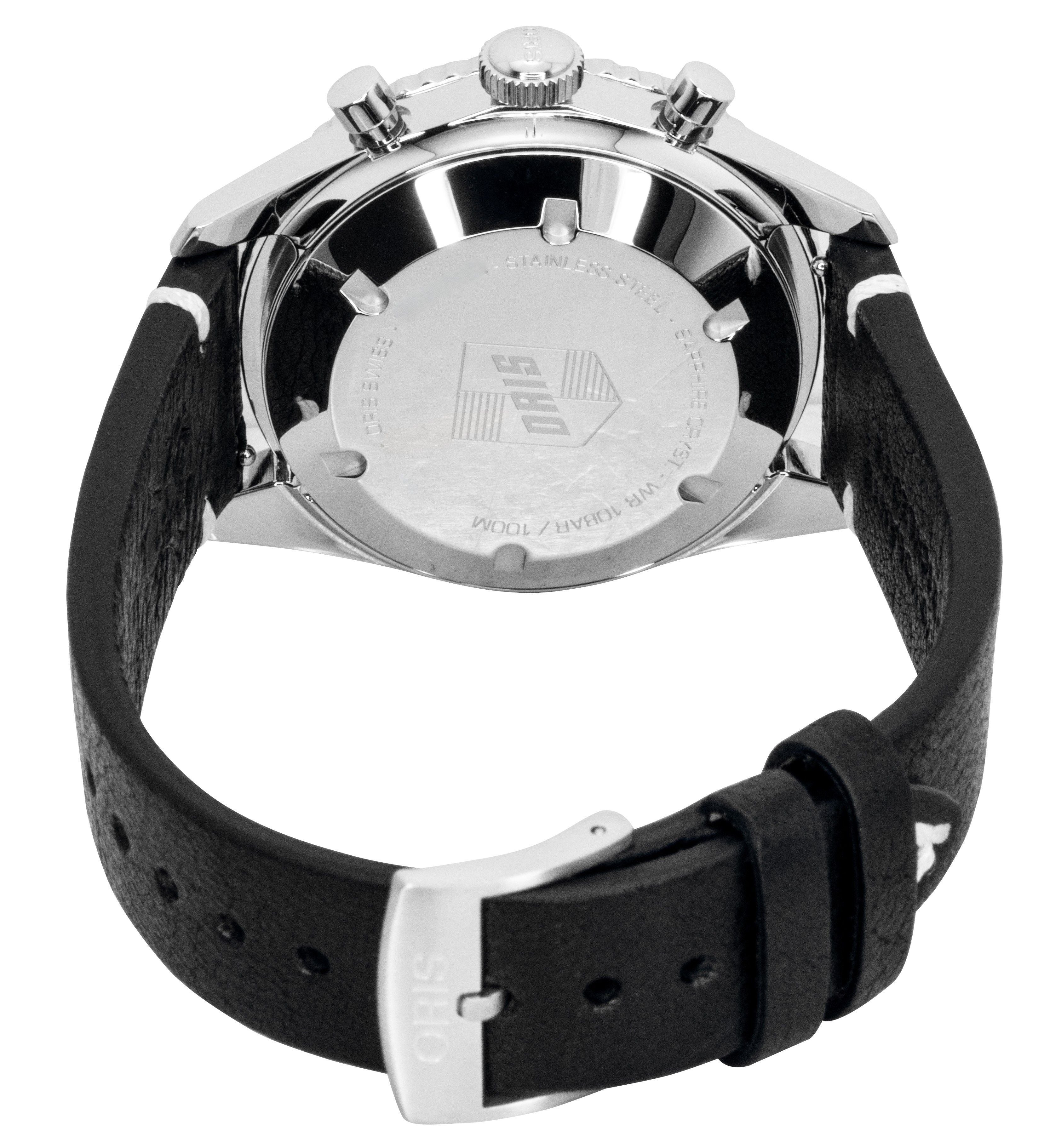 Oris Divers Sixty-Five Chronograph Leather Strap Black Dial Automatic 01-771-7791-4054-07-6-20-01 100M Men's Watch