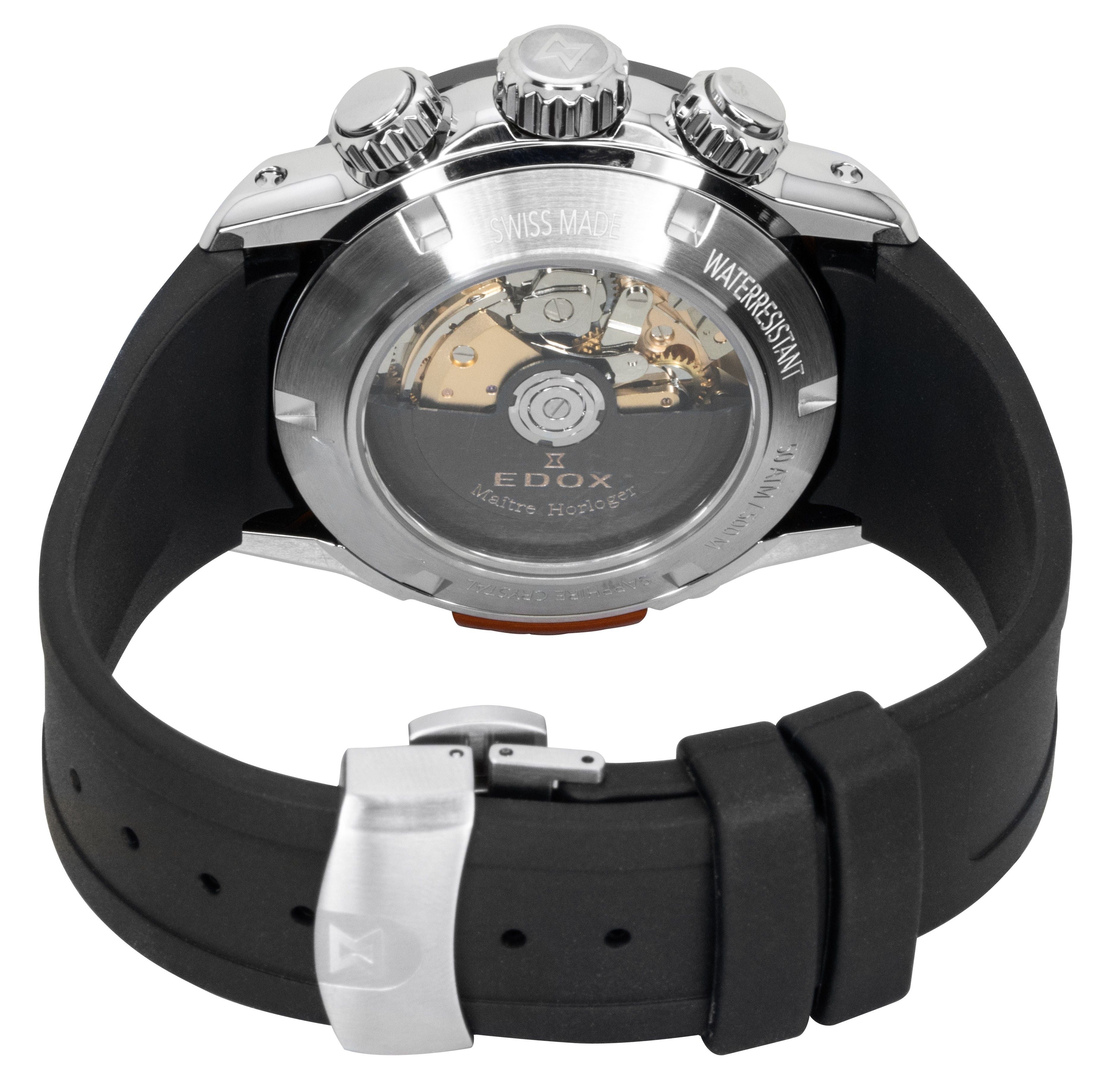 Edox CO-1 Chronograph Rubber Strap Blue Dial Automatic Diver's 01128-3NOCA-BUIDN 500M Men's Watch