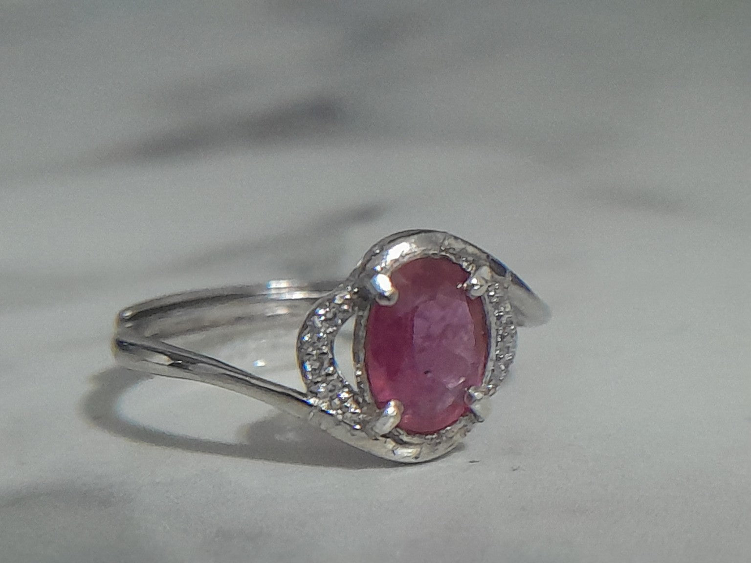 0.85ct Natural Pink Sapphire Adjustable Ring – S925 Silver - Prestige Stones