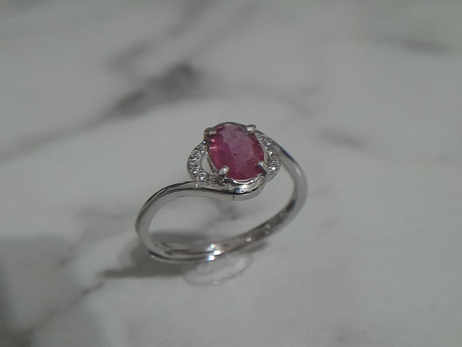 0.85ct Natural Pink Sapphire Adjustable Ring – S925 Silver - Prestige Stones