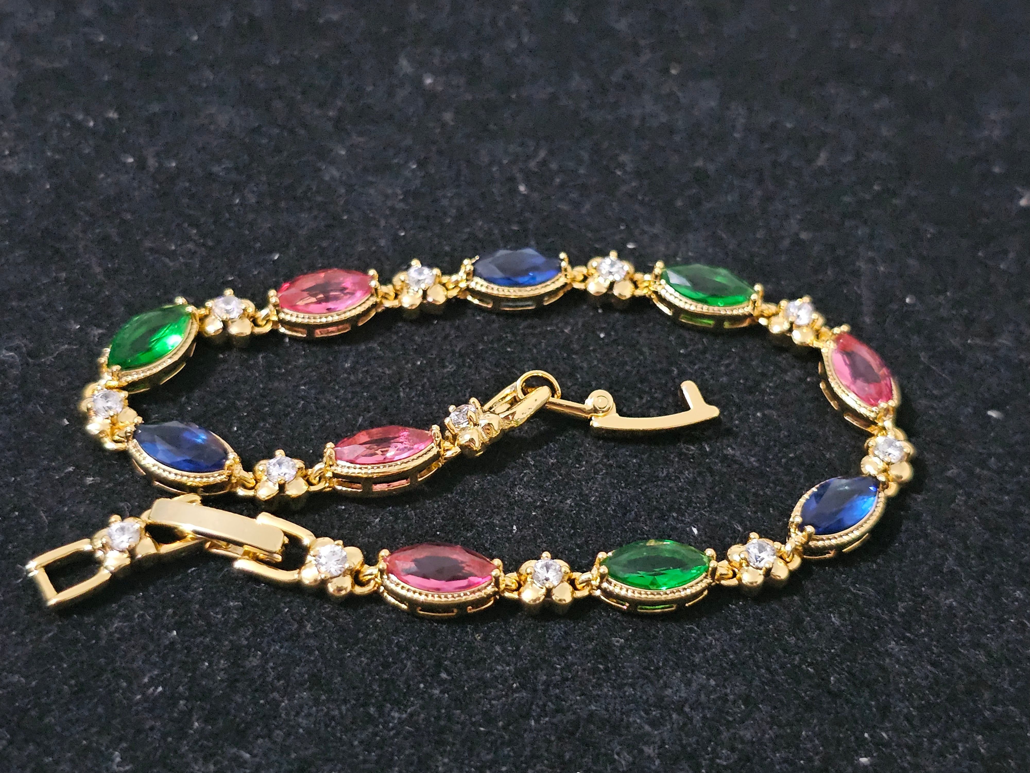 Brilliance in Every Hue: 18K Gold Plated Multicolor Gemstone Bracelet