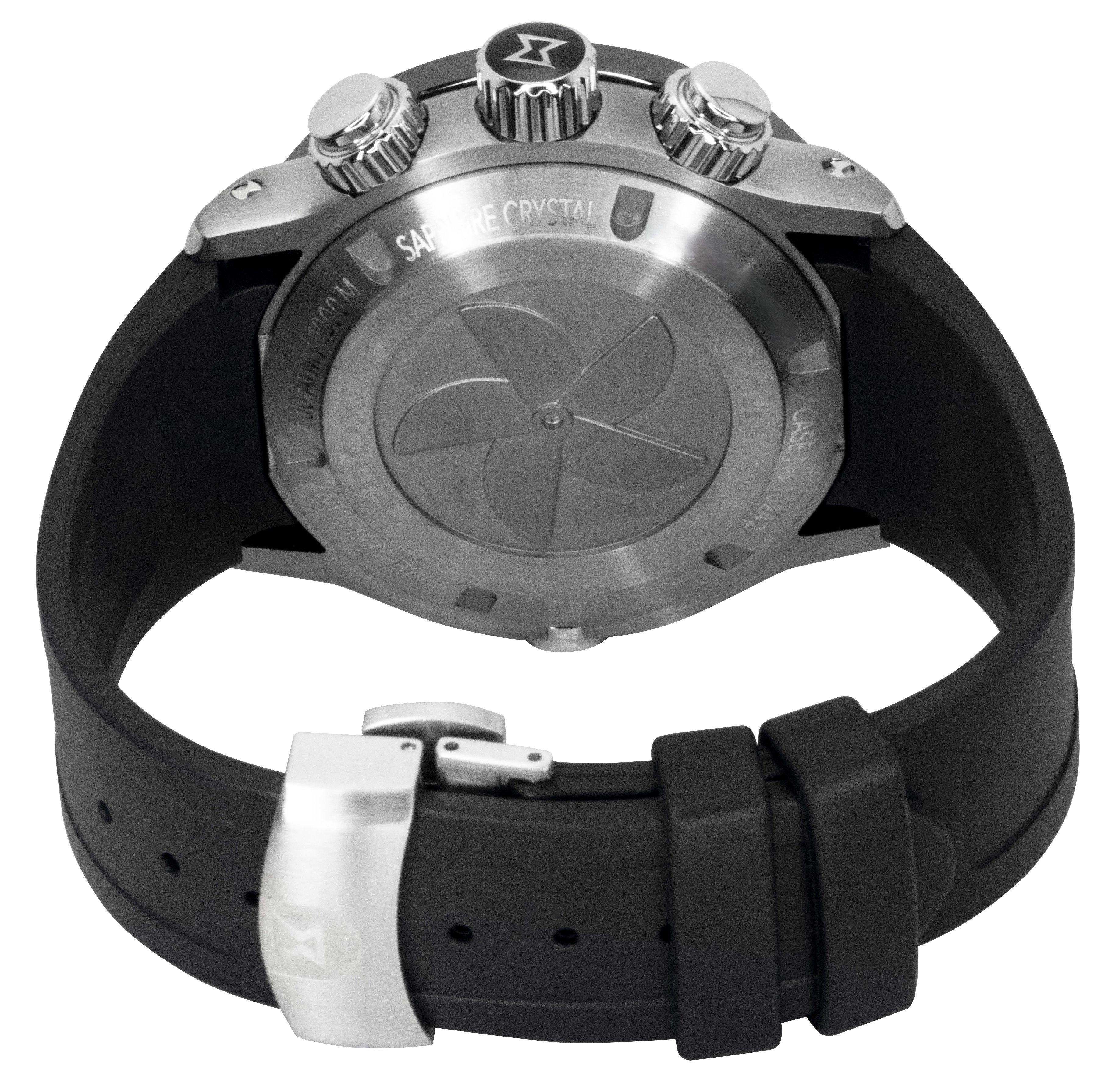 Edox CO-1 Chronograph Rubber Strap Blue Dial Quartz Diver's 10242-TIN-BUIDN 1000M Men's Watch