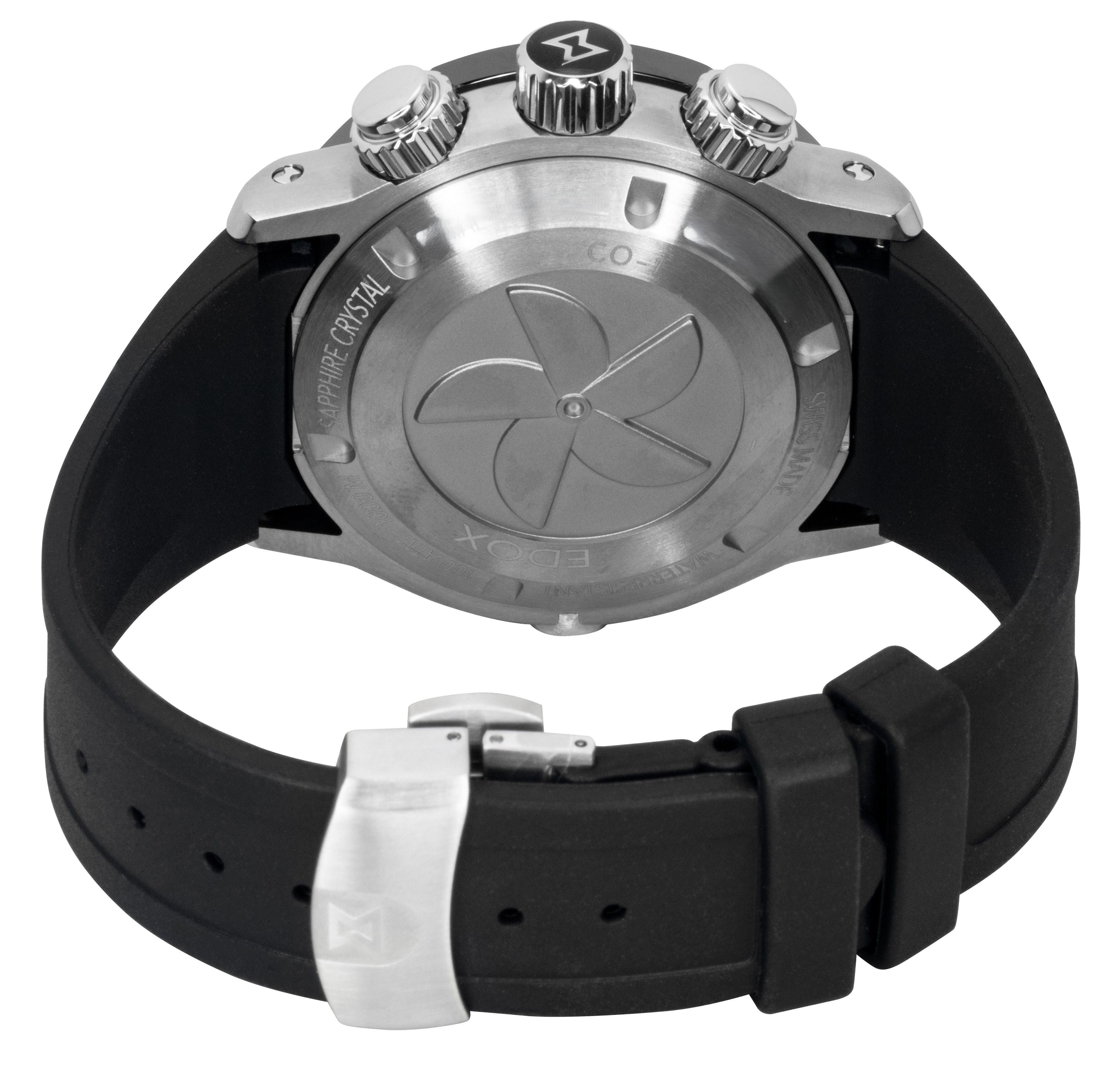 Edox CO-1 Chronograph Rubber Strap Black Dial Quartz Diver's 10242-TIN-NIN 1000M Men's Watch