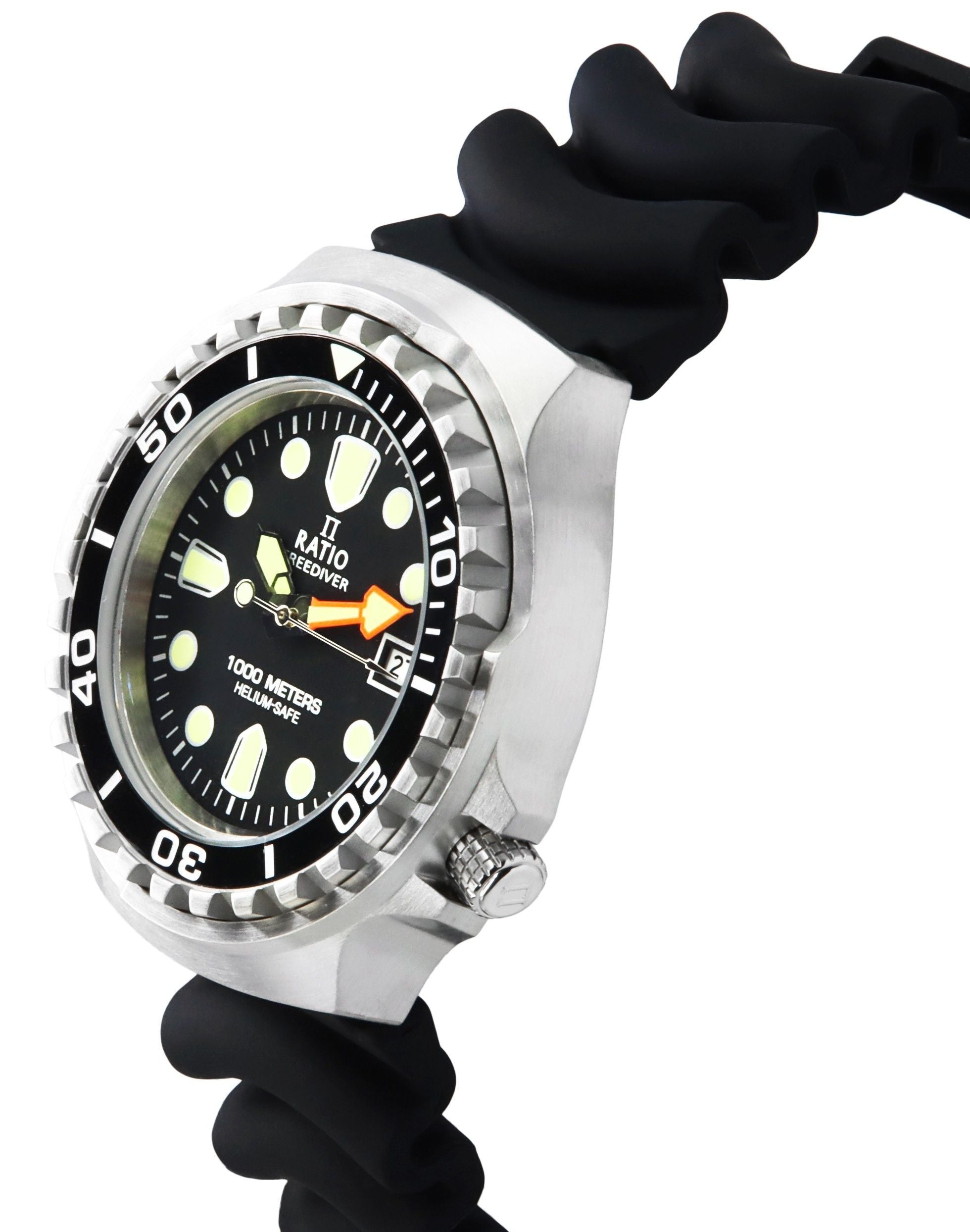 Ratio FreeDiver Version 02 Helium Safe 1000M Sapphire Quartz Black Dial 1038EF102V-BLK-V02 Men's Watch