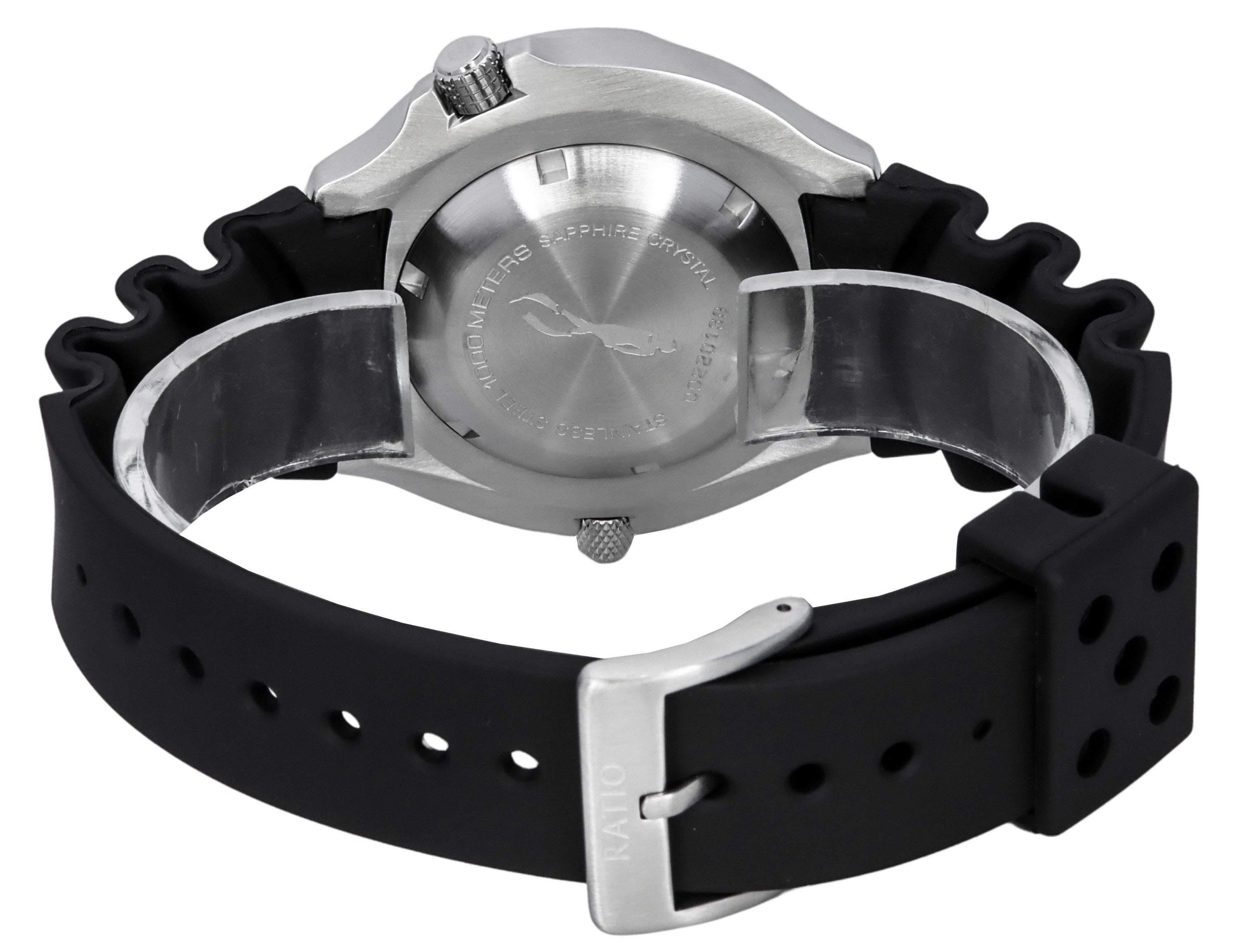 Ratio FreeDiver Helium Safe Sapphire Quartz Orange Dial 1038EF102V-ORG Men's 1000M Watch