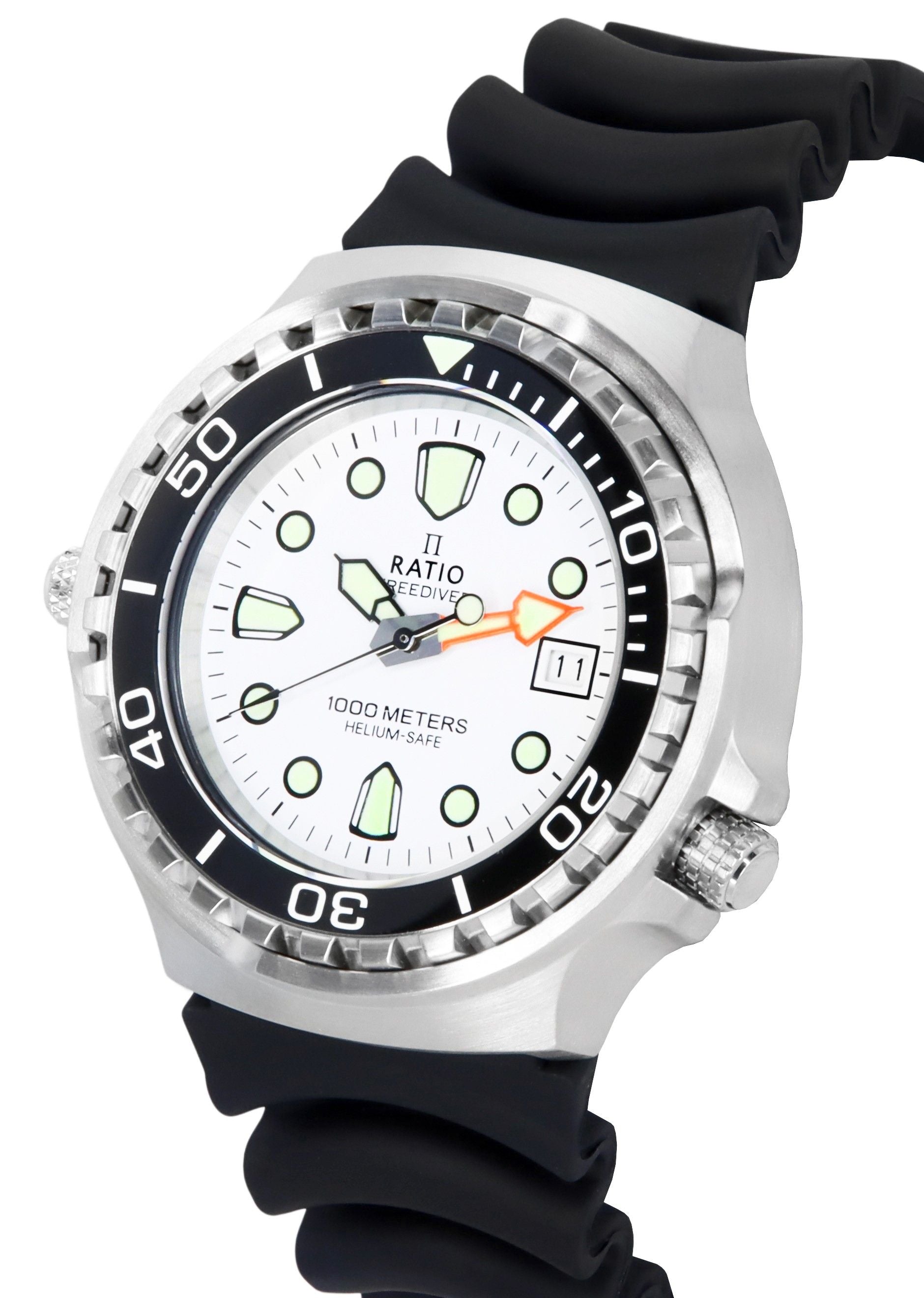 Ratio FreeDiver Helium Safe Sapphire Quartz White Dial 1038EF102V-WHT 1000M Men's Watch
