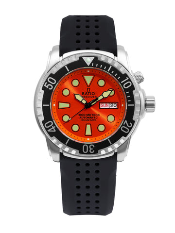 Ratio FreeDiver Version 02 Helium Safe 1000M Sapphire Automatic Orange Dial 1068HA90-34VA-ORG-V02 Men's Watch