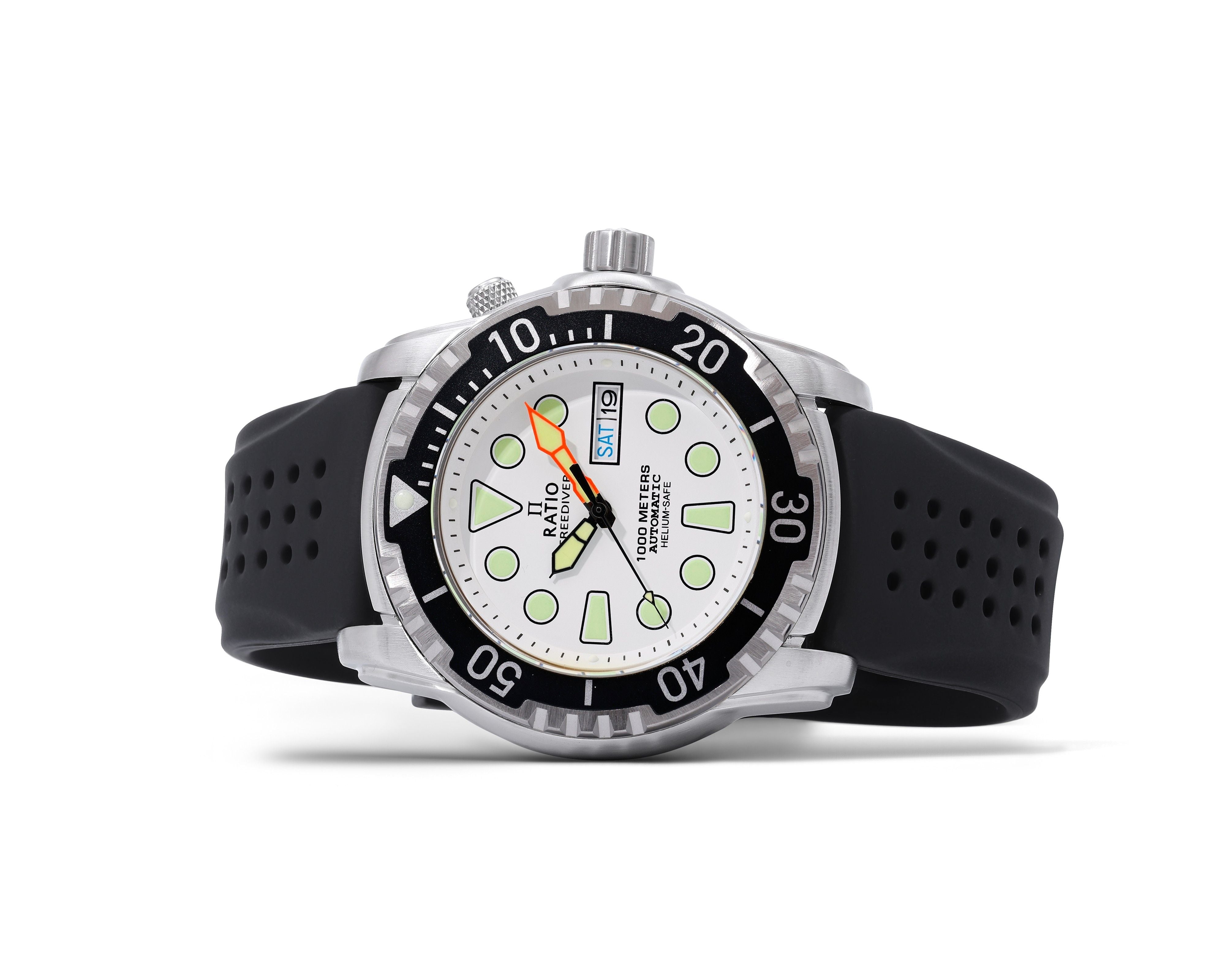 Ratio FreeDiver Version 02 Helium Safe 1000M Sapphire Automatic White Dial 1068HA90-34VA-WHT-V02 Men's Watch