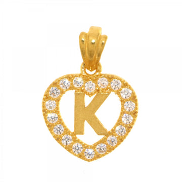 22carat Gold Heart K Pendant - A115880