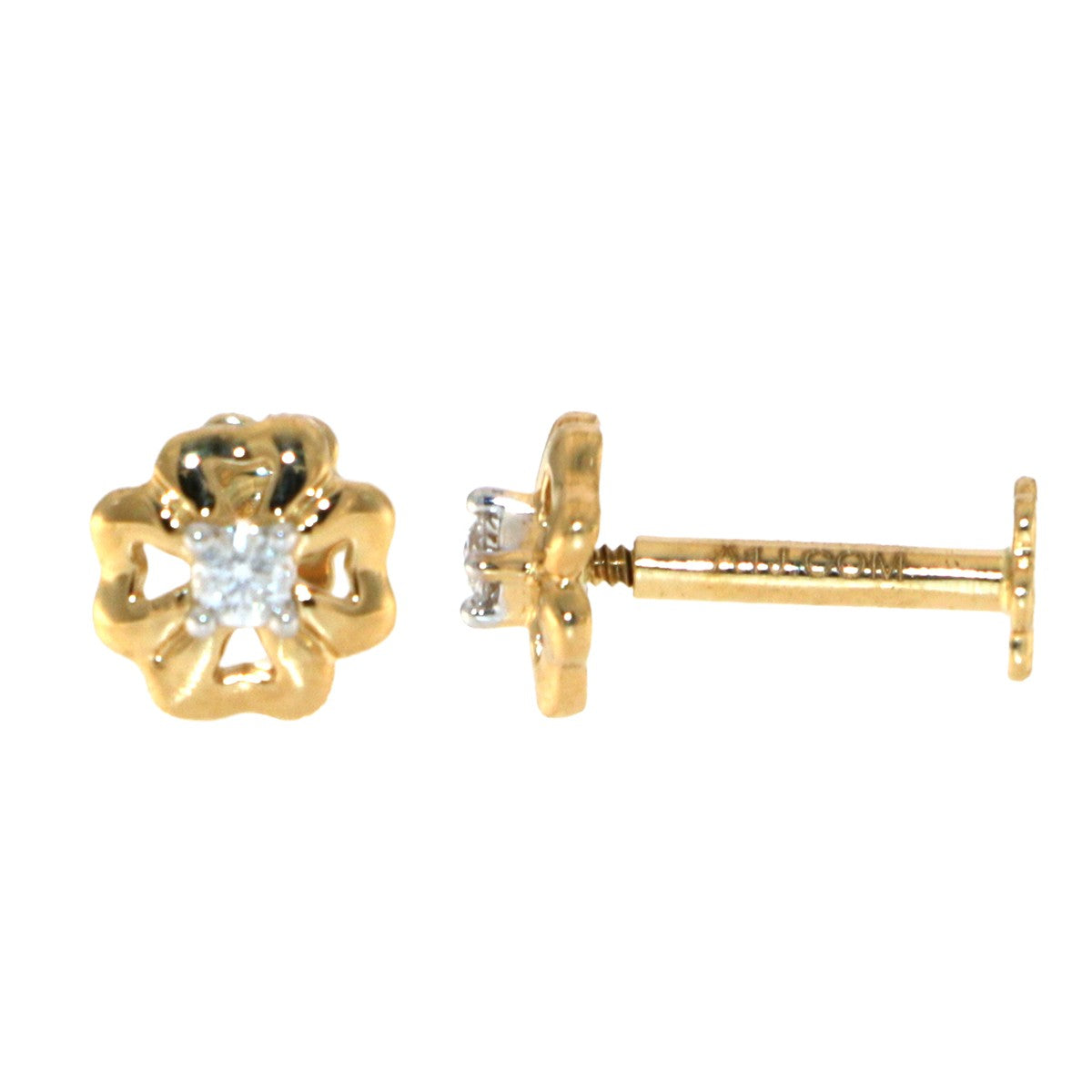 18ct Gold Diamond Nose Pin – Four Claw Setting - A116016