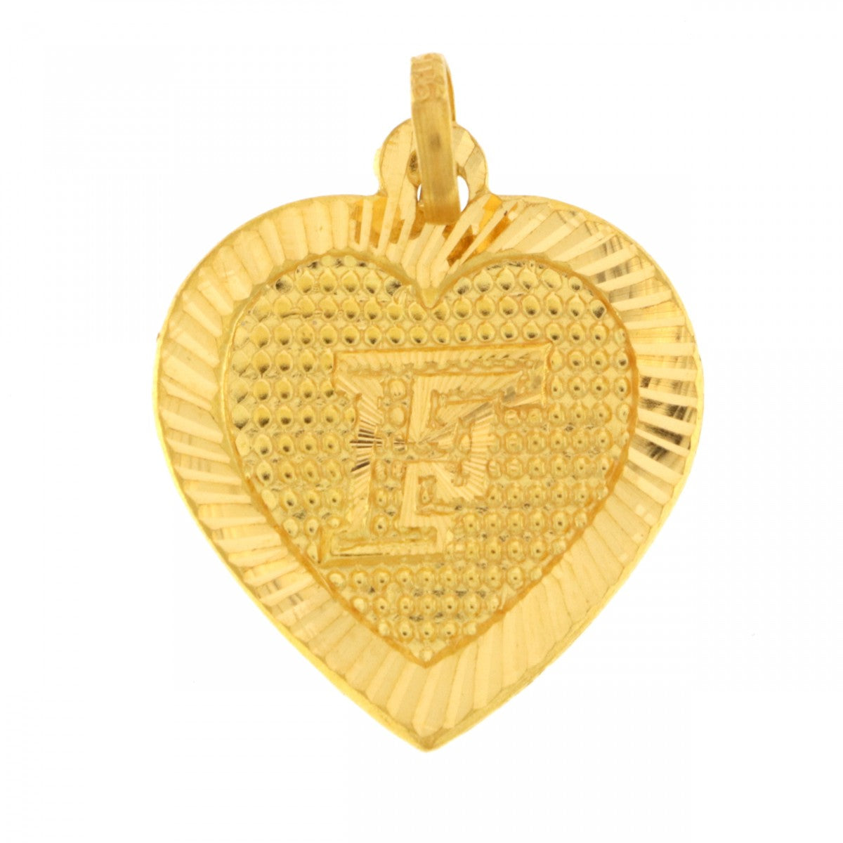 22ct Gold Heart F Pendant - A116065
