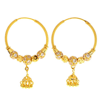 22carat Gold Medium Hoop Jhumkay Earrings - A117012