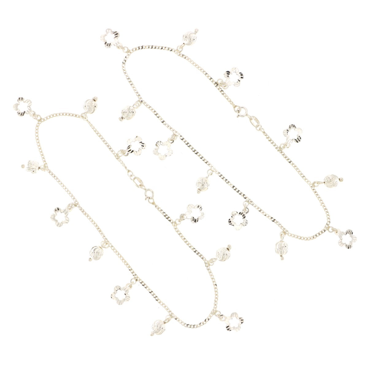 925 Sterling Silver Charms Anklets (Pair) - A117250