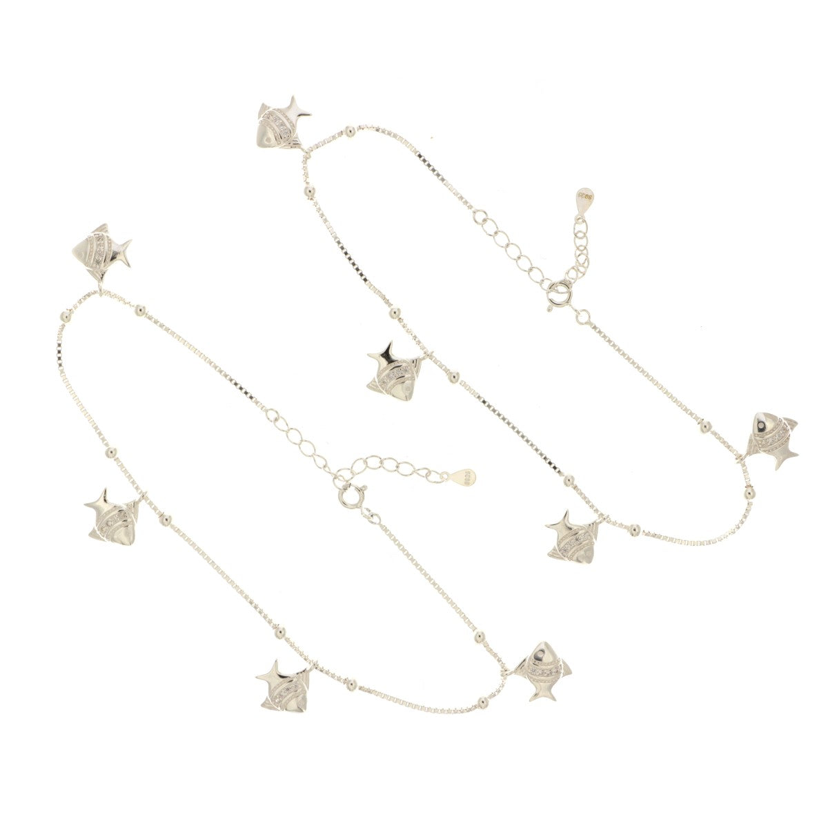 925 Sterling Silver Charms Anklet (Pair) - A117258