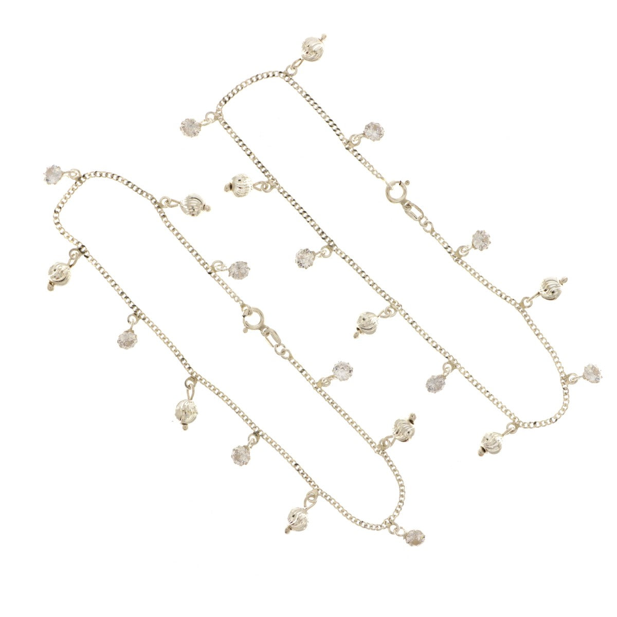 925 Sterling Silver Charms Anklet (Pair) - A117267