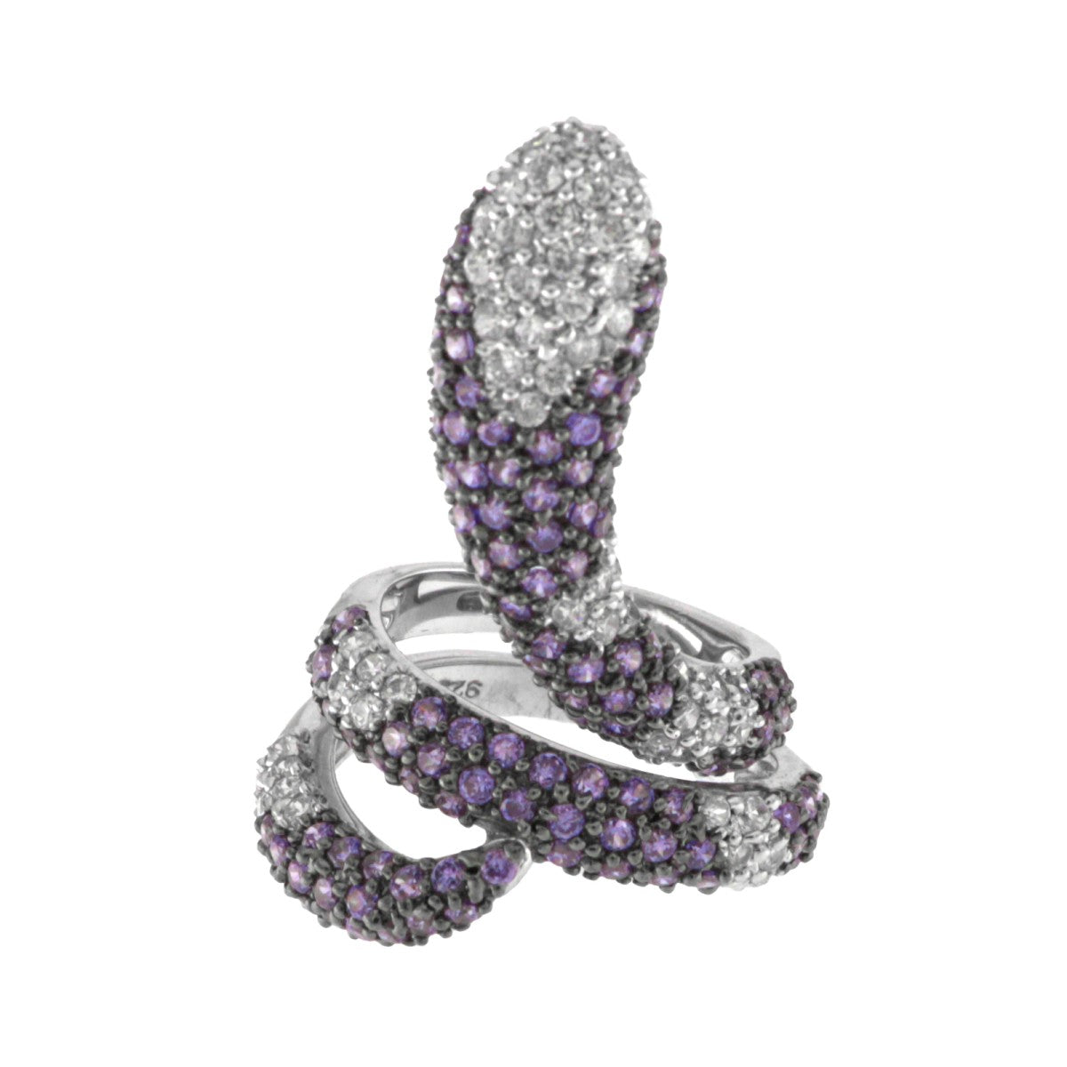 925 Sterling Silver Cubic Zirconia Snake Ring - A117650-1