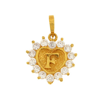 22ct Gold Heart F Pendant | 1.73g - A117809
