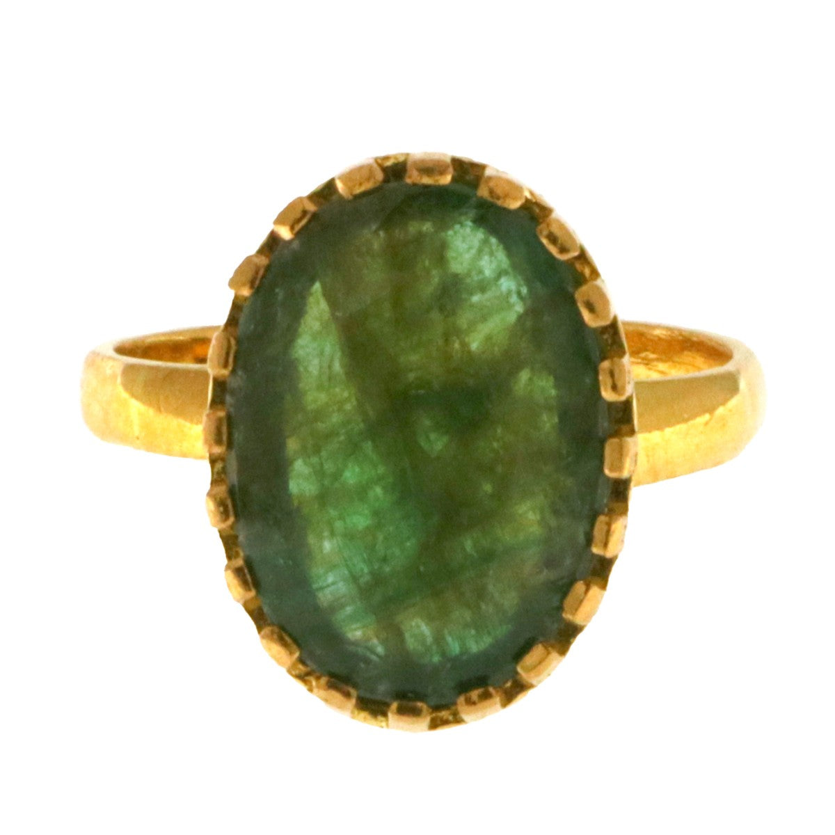 22ct Gold Real Emerald Ring | Size M - A118043