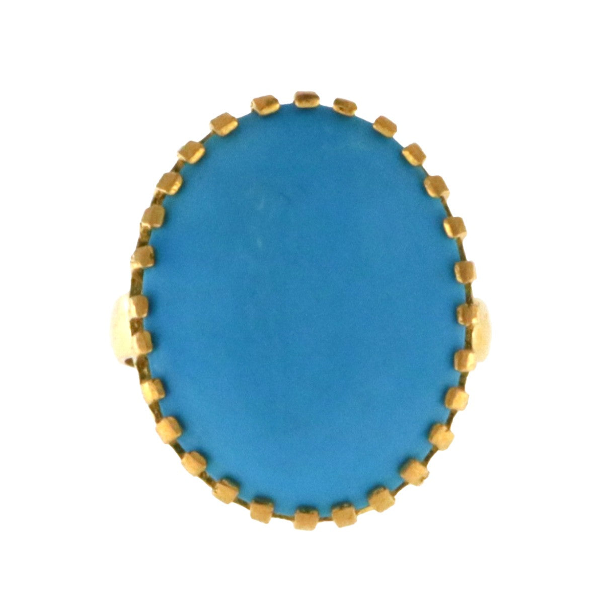 22ct Gold Real Tuquoise Ring | Length 22.2mm - A118046