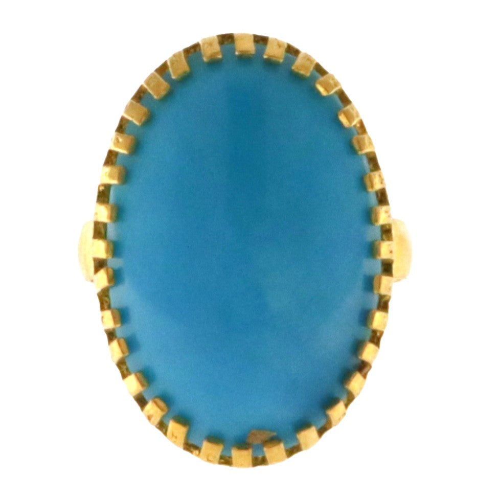 22ct Gold Real Tuquoise Ring | Length 24.85mm - A118047