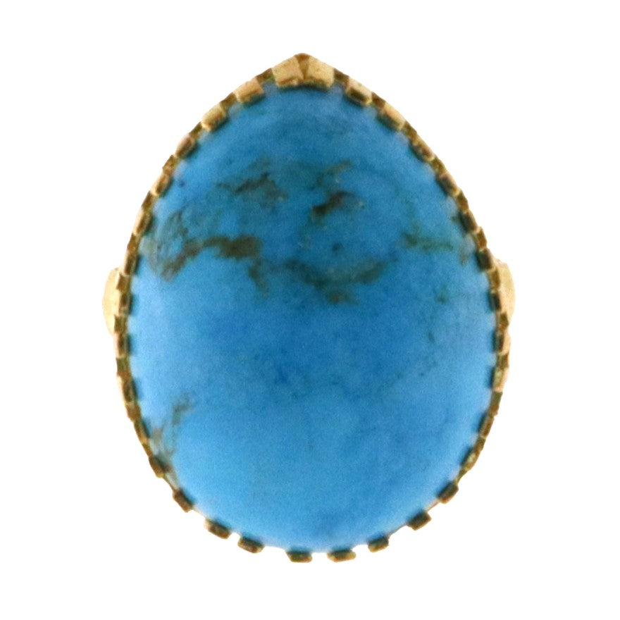 22ct Gold Real Turquoise Ring | Size T - A118048