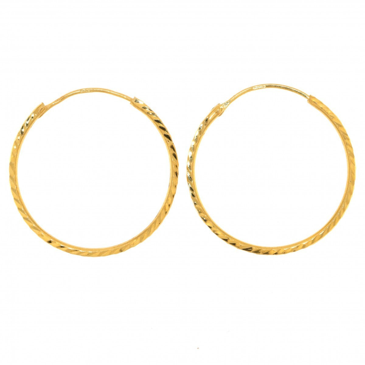 22ct Gold Medium Plain Hoop Earrings - A118189