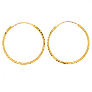 22ct Gold Medium Plain Hoop Earrings - A118189