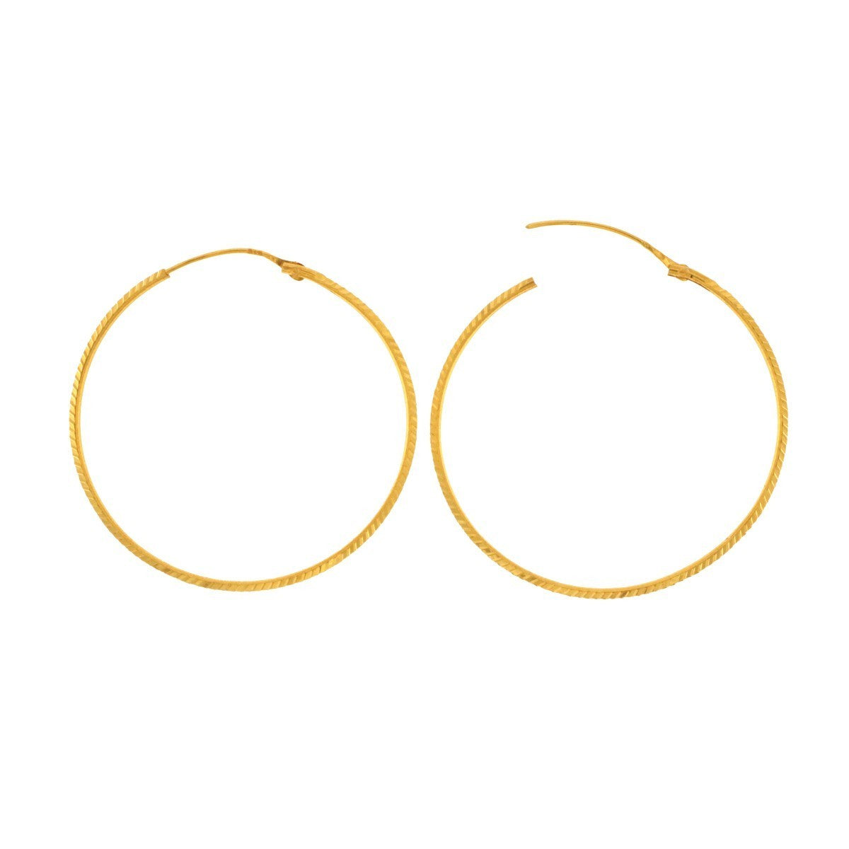22ct Gold Large Plain Hoop Earrings - A118190