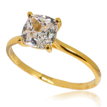 22ct Gold Solitaire Cushion Cut Ring - A118231-2