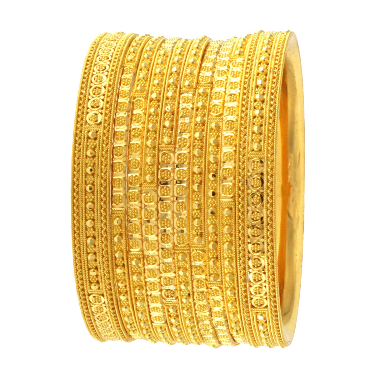 22ct Gold 8 Bangles and 2 Karas Set | Size 2-3 - A118379