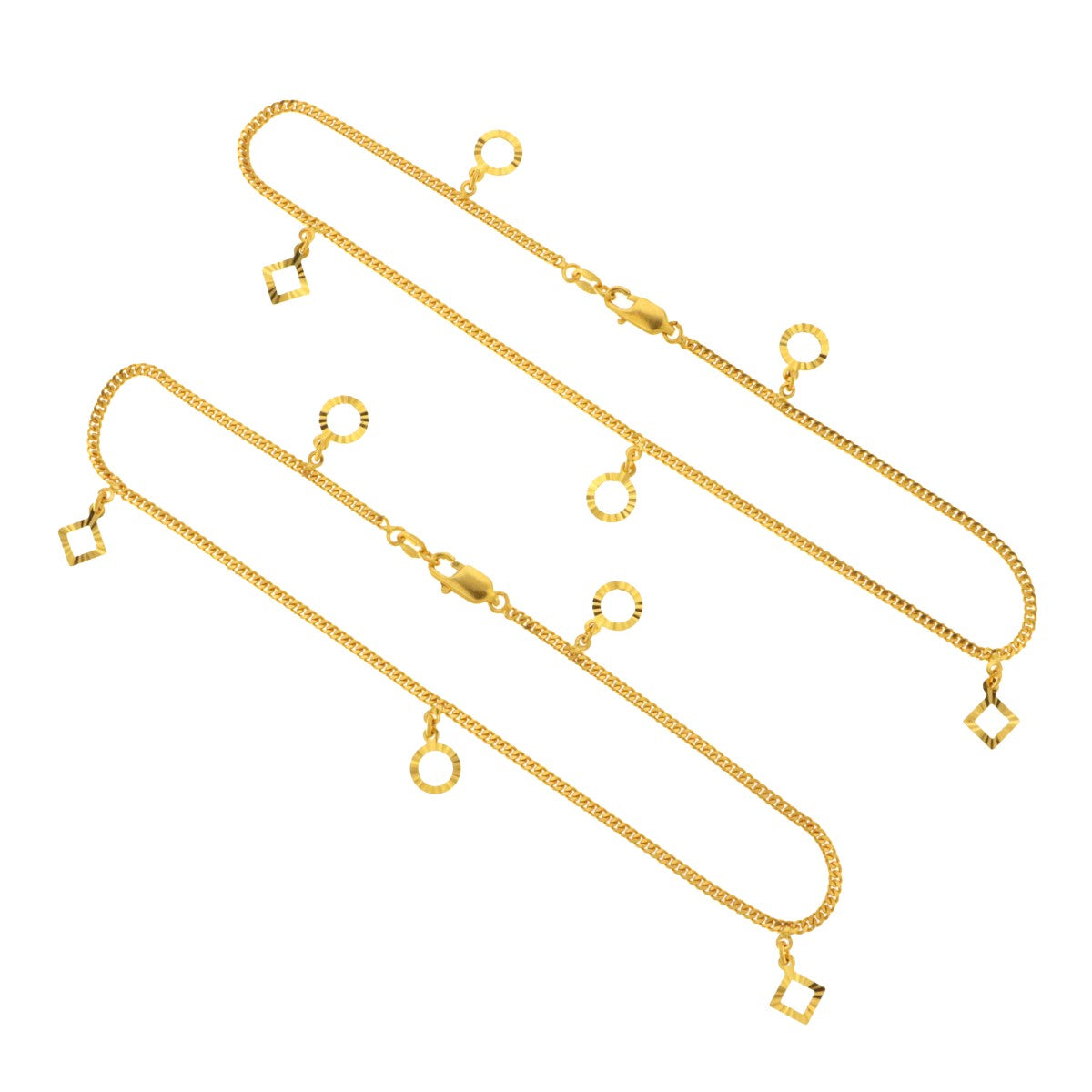 22ct Gold Charms Anklets (Pair) | Weight 13.08g - A118525