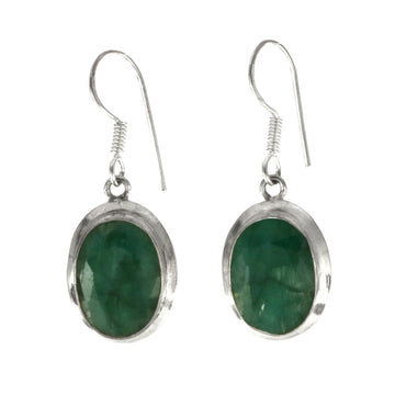 925 Sterling Silver Emerald Earrings - A118675