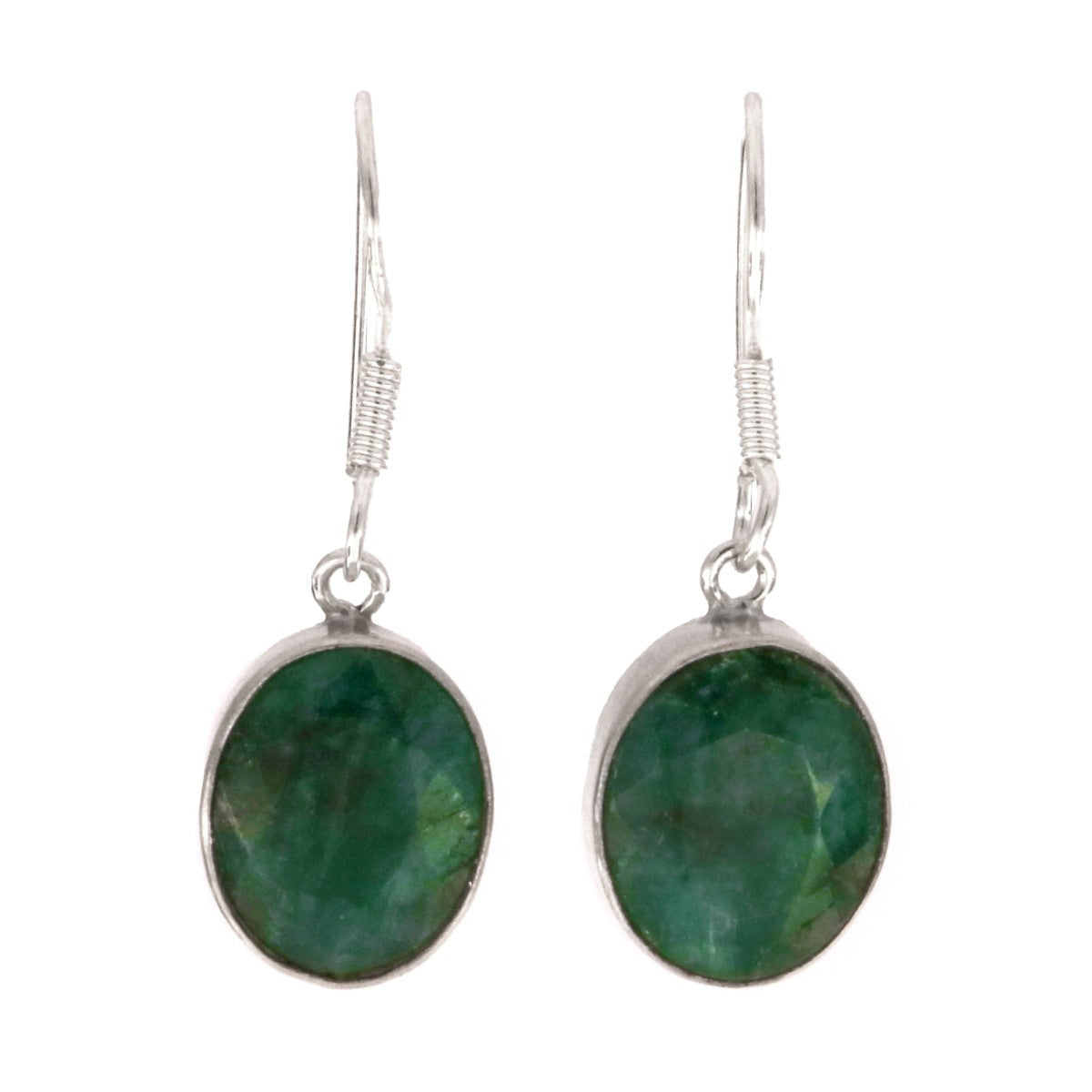 925 Sterling Silver Emerald Earrings - A118697