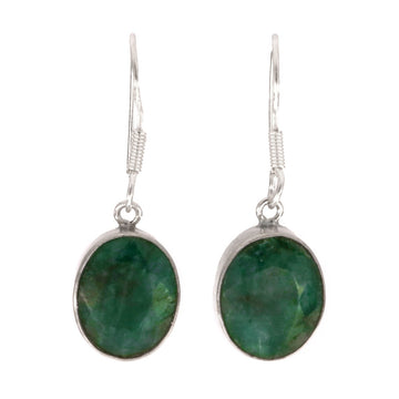 925 Sterling Silver Emerald Earrings - A118697