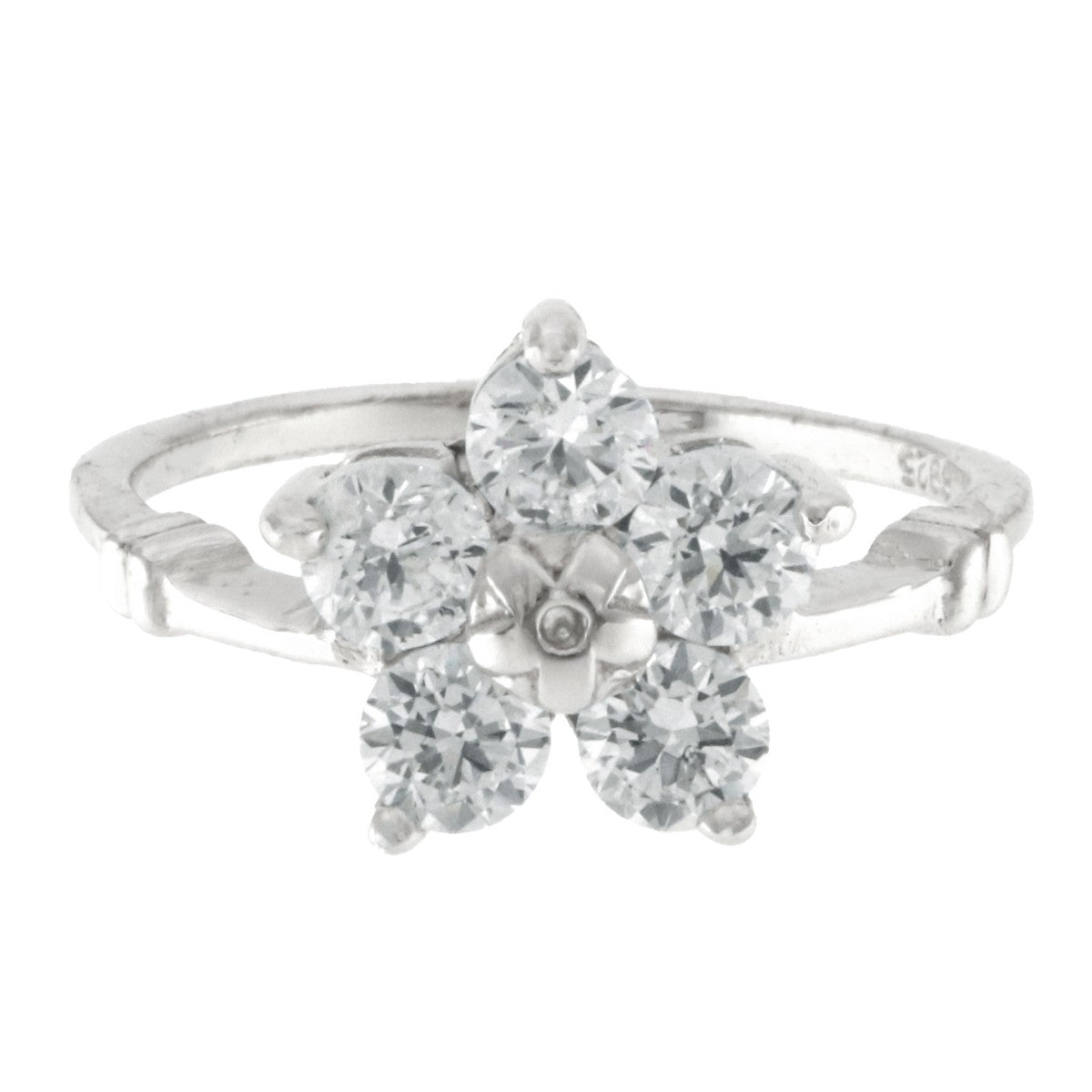925 Sterling Silver Flower CZ Ring - A118788-1