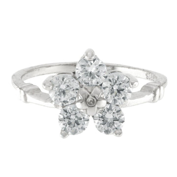925 Sterling Silver Flower CZ Ring - A118788-1