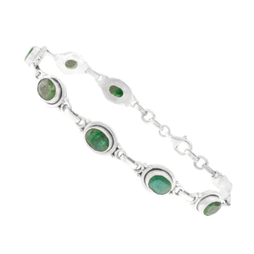 925 Sterling Silver Emerald Bracelet - A118819