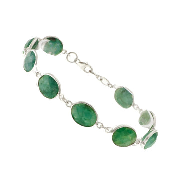 925 Sterling Silver Emerald Bracelet - A118823