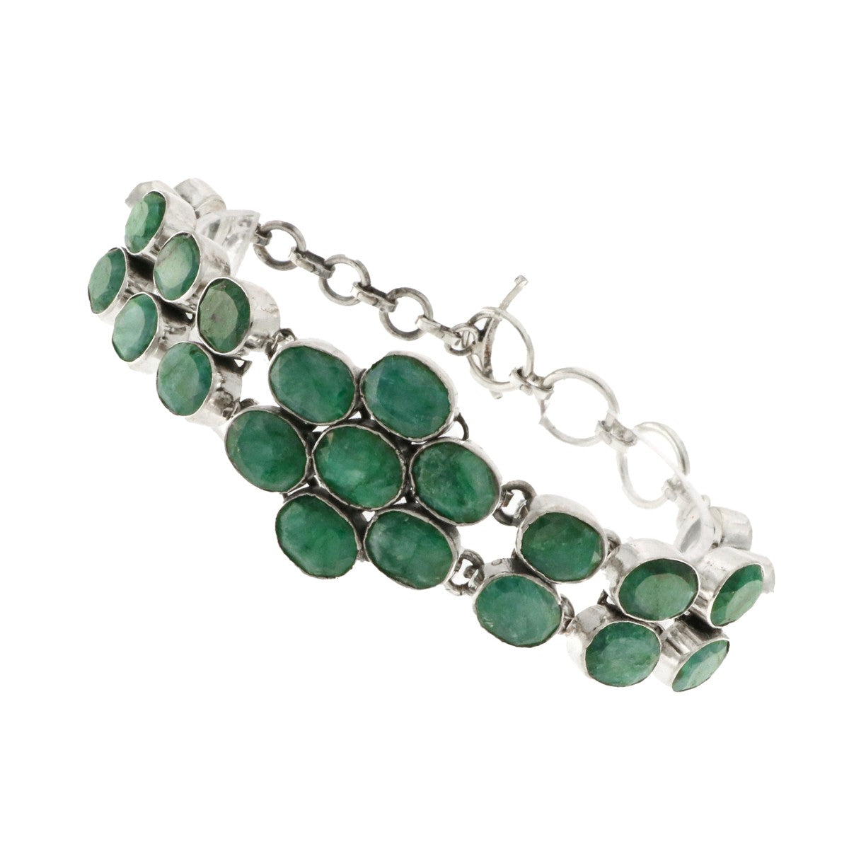 925 Sterling Silver Emerald Bracelet - A118828