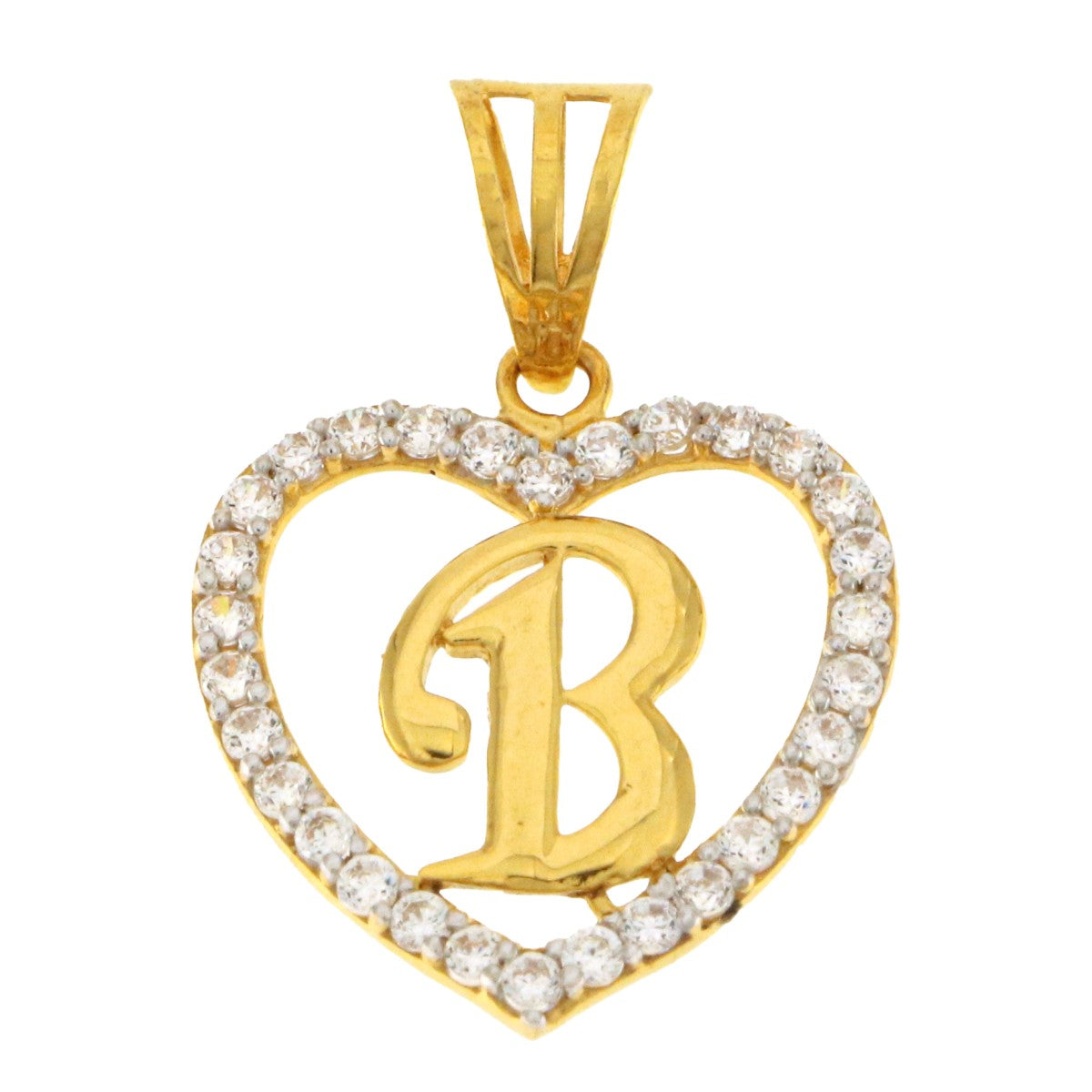22ct Gold Heart B Pendant - A118846