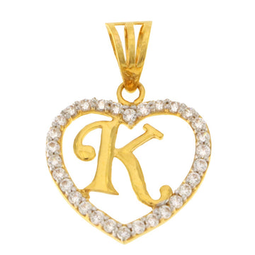 22ct Gold Heart K Pendant - A118861