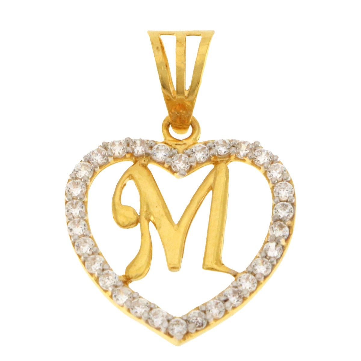 22ct Gold Heart M Pendant - A118864