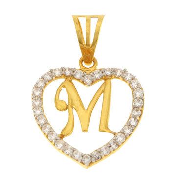 22ct Gold Heart M Pendant - A118864