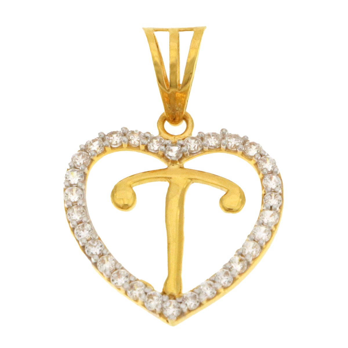 22ct Gold Heart T Pendant - A118872
