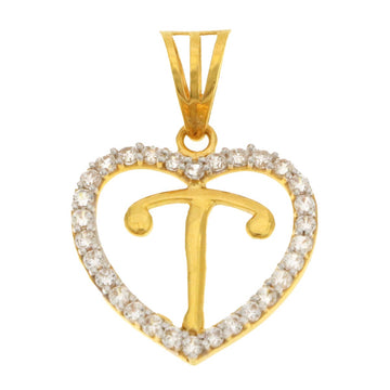 22ct Gold Heart T Pendant - A118872