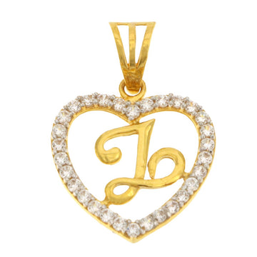 22ct Gold Heart Z Pendant - A118875