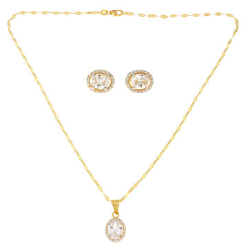 22ct Gold Oval CZ Pendant Set with Chain - A118930