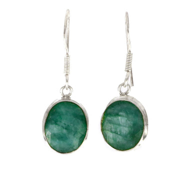 925 Sterling Silver Emerald Earrings - A118975