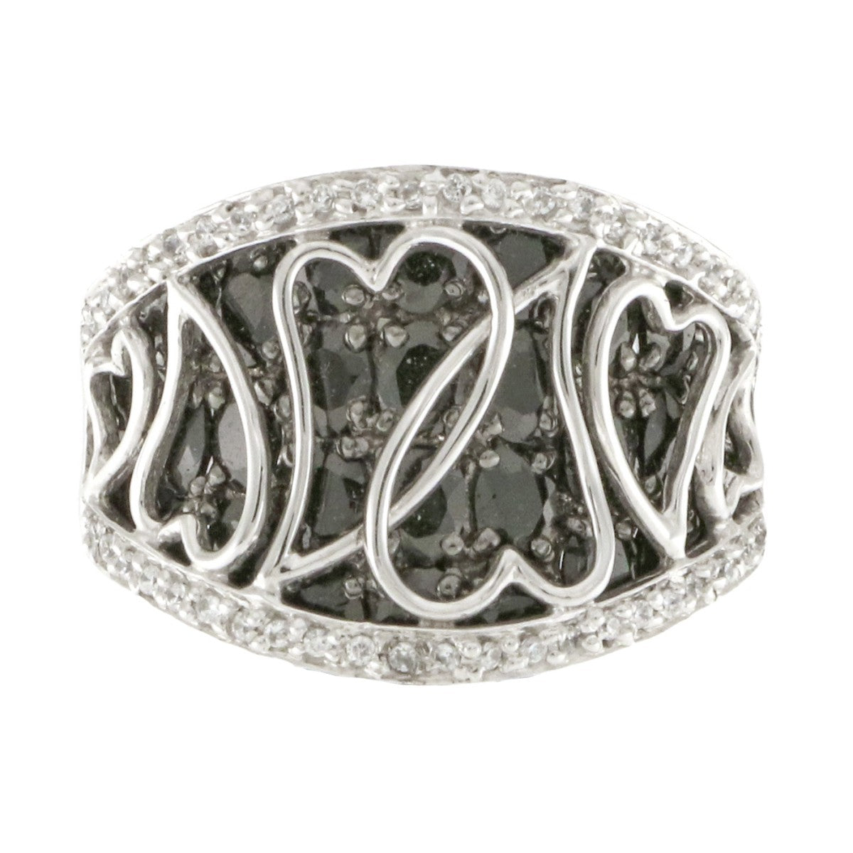 925 Sterling Silver Heart Onyx Ring - A119066